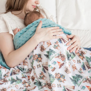 Minky Baby Blanket Let's Go Camping