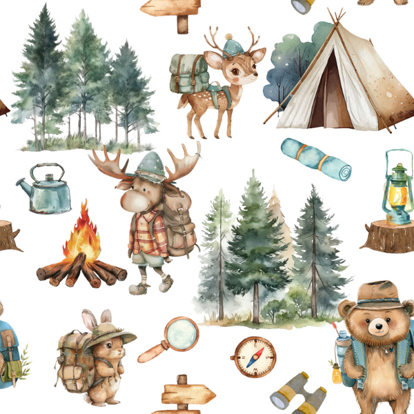 Minky Baby Blanket Let's Go Camping