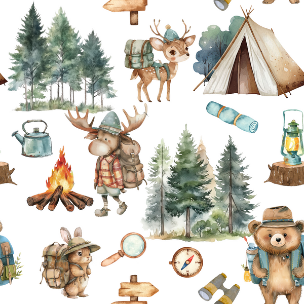 Minky Baby Blanket Let's Go Camping