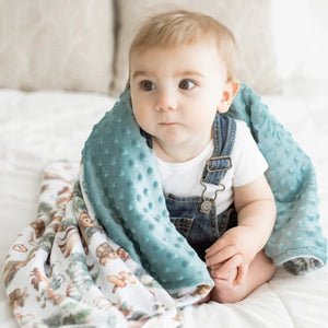 Minky Baby Blanket Let's Go Camping