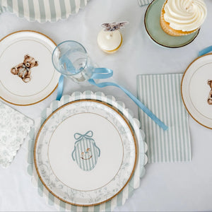 Candy Striped Sea Foam Blue & White Guest Napkins, 24pcs