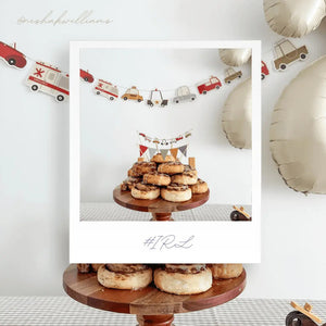 Car Cake Banner – Mini Car & Pennant Garland Topper