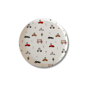 Car Patterned Birthday Dessert Plates – 7" Beige Plates (12pcs)