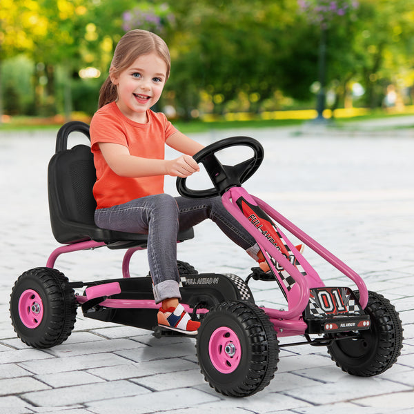 4 Wheel Pedal Powered Ride On with Adjustable Seat - Educational for Kids