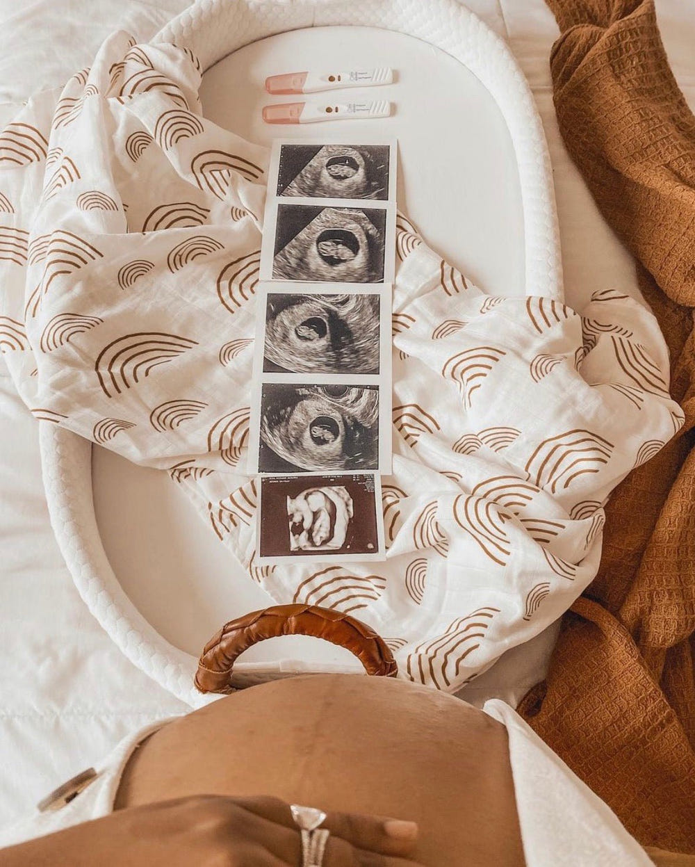 Caramel Rainbow Muslin Swaddle Blanket