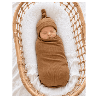Caramel Ribbed Bamboo Stretch Swaddle Blanket