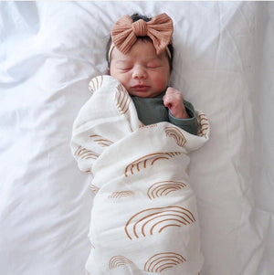Caramel Rainbow Muslin Swaddle Blanket