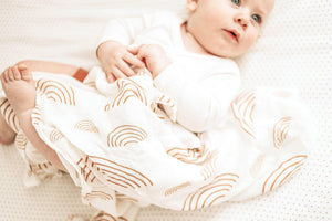 Caramel Rainbow Muslin Swaddle Blanket