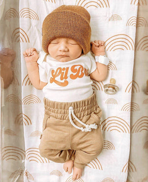 Caramel Rainbow Muslin Swaddle Blanket