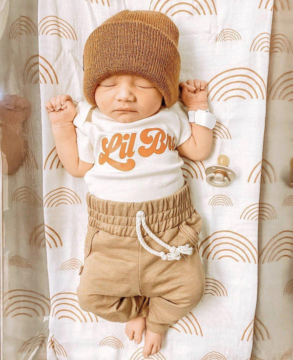 Caramel Rainbow Muslin Swaddle Blanket