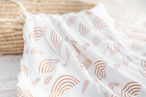 Caramel Rainbow Muslin Swaddle Blanket