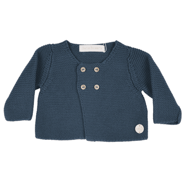 Boys Blue Cotton Knit Cardigan - MOOGCO Baby