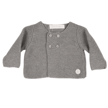 Boys Grey Cotton Knit Cardigan - MOOGCO Baby