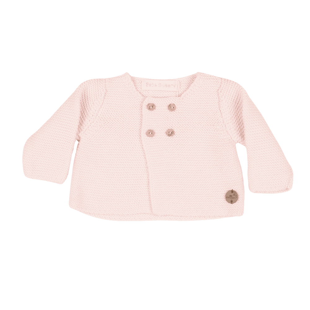 Girls Pale Pink Cotton Knit Cardigan