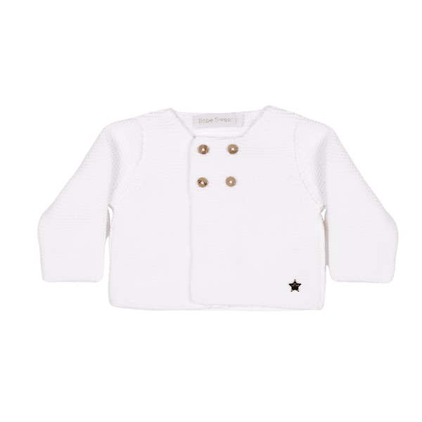 Baby White Organic Cotton Knit Cardigan - MOOGCO Baby