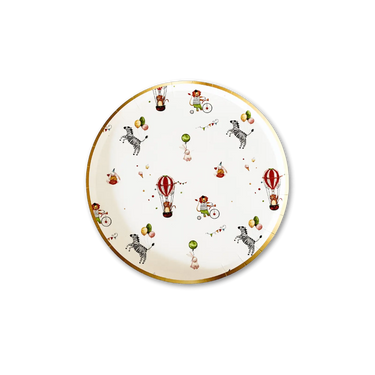 Carnival Dessert Paper Plates – 7-Inch, Gold Accents (8pcs)