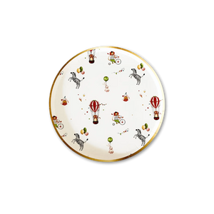 Carnival Dessert Paper Plates – 7-Inch, Gold Accents (8pcs)