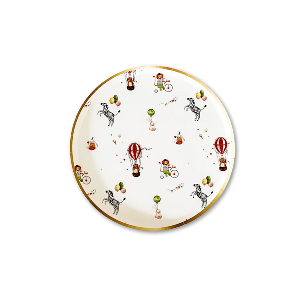 Carnival Dessert Paper Plates – 7-Inch, Gold Accents (8pcs)