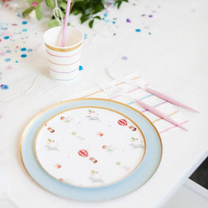 Carnival Dessert Paper Plates – 7-Inch, Gold Accents (8pcs)
