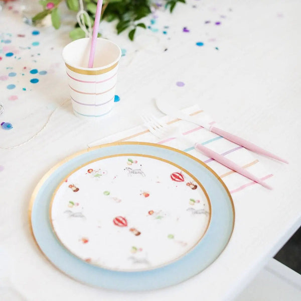 Carnival Dessert Paper Plates – 7-Inch, Gold Accents (8pcs)