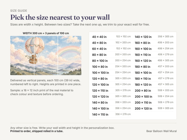 Watercolor Bear Hot Air Balloon Wall Mural, image 5