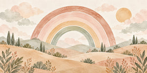 Watercolor Big Rainbow Meadow Wall Mural, image 2
