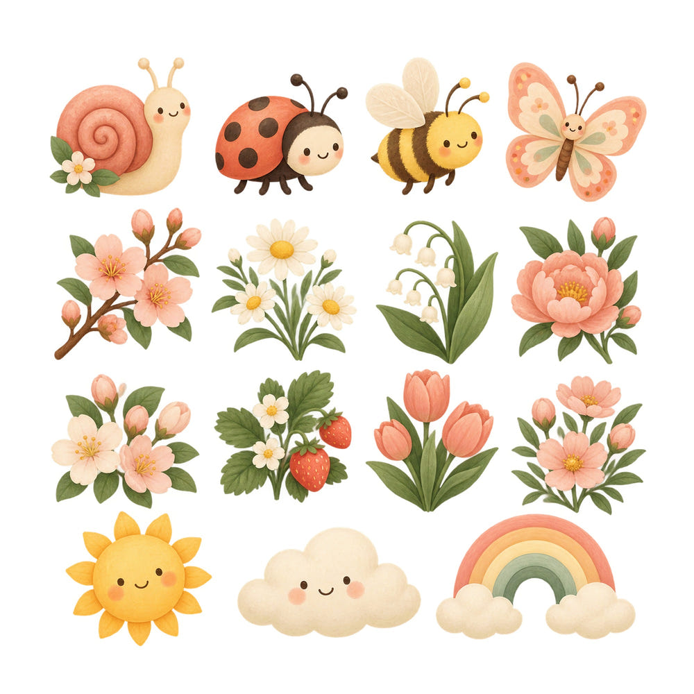 Peach Blossom Garden Wall Decals, Set of 15, image 1
