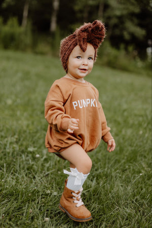 Pumpkin Sweatshirt Romper - Cream or Orange