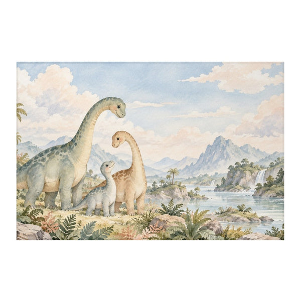 Long Neck Family Dinosaur kids rug, full view of the printed design