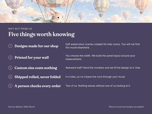 Watercolor Bunny Hot Air Balloon Wall Mural, image 10