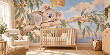 Watercolor Sleepy Koala Wall Mural, image 1