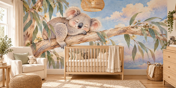 Watercolor Sleepy Koala Wall Mural, image 1