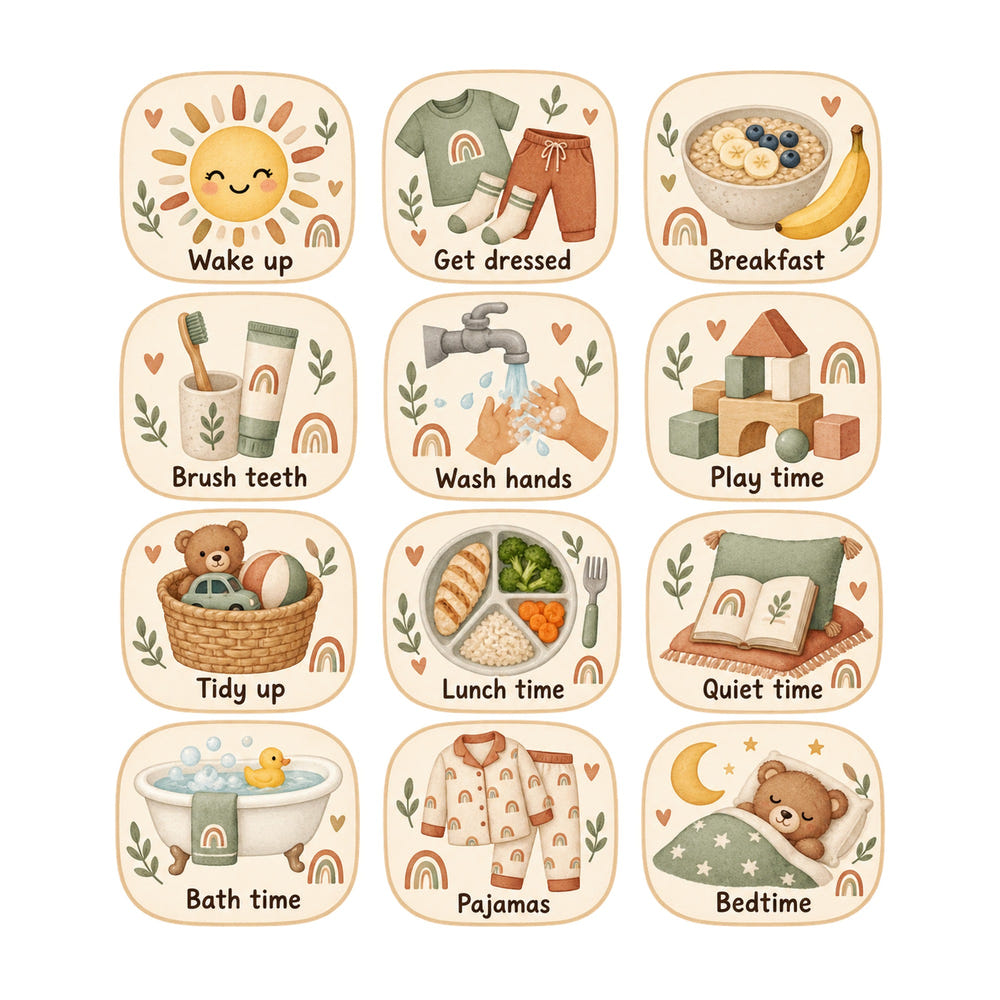 Boho Daily Routine Wall Decals, Set of 12, image 1