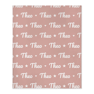 Name Pattern toddler minky blanket in blush