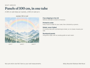 Watercolor Misty Mountain Rainbow Wall Mural, image 7