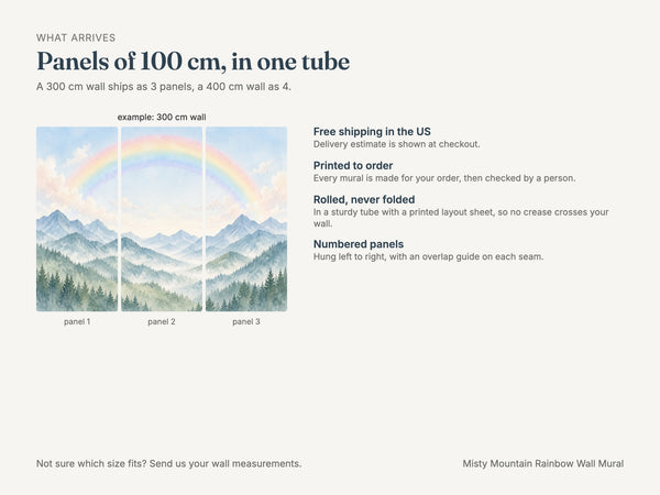 Watercolor Misty Mountain Rainbow Wall Mural, image 7