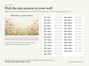 Watercolor Poppy Meadow Wall Mural, image 4