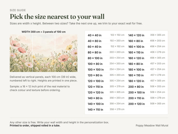 Watercolor Poppy Meadow Wall Mural, image 4