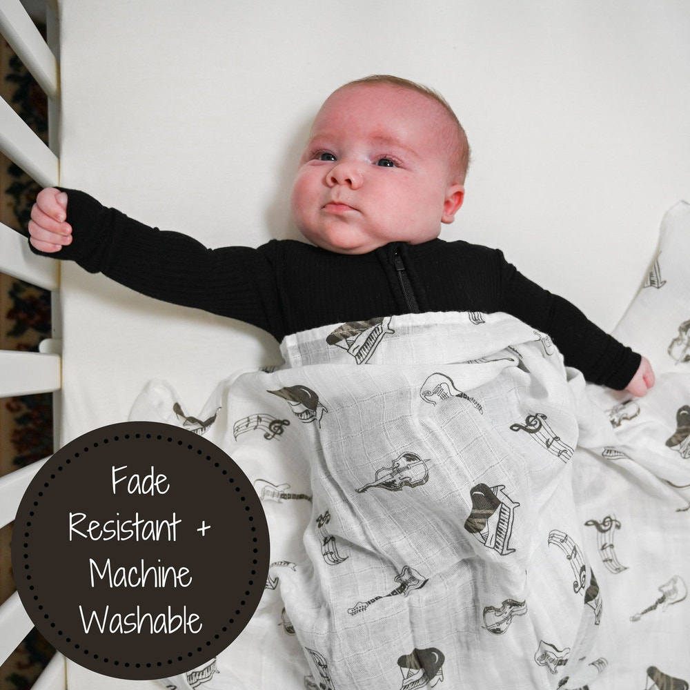 Chello There Baby Muslin Music Swaddle Blanket - MOOGCO Baby