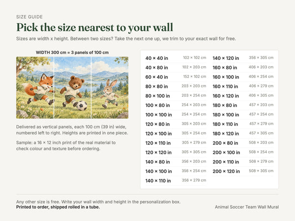 Watercolor Animal Soccer Team Wall Mural, image 5