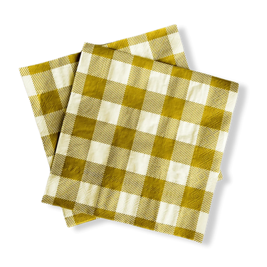 Chartreuse Plaid Large Disposable Paper Napkins (Set of 16)