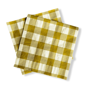 Chartreuse Plaid Large Disposable Paper Napkins (Set of 16)
