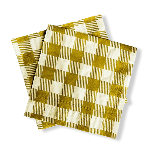 Chartreuse Plaid Large Disposable Paper Napkins (Set of 16)
