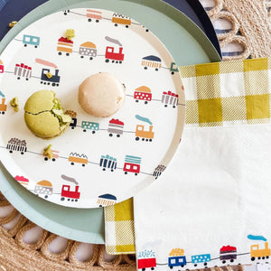 Chartreuse Plaid Large Disposable Paper Napkins (Set of 16)