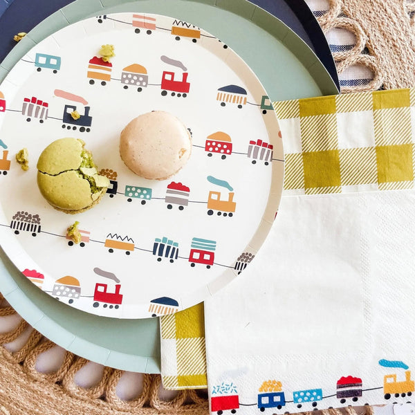 Chartreuse Plaid Large Disposable Paper Napkins (Set of 16)