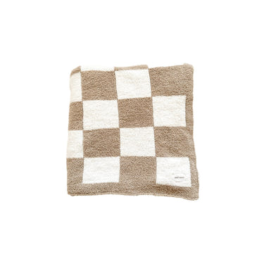Taupe Checker Plush Baby Blanket | Soft & Cozy