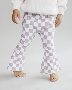 Checkered Flare Pants | Latte