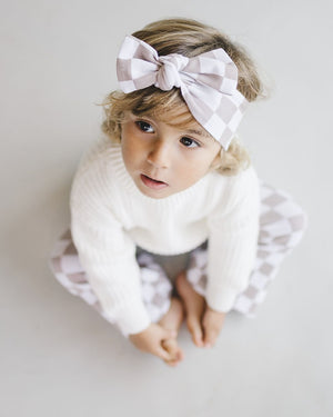 Checkered Headband | Latte - MOOGCO Baby