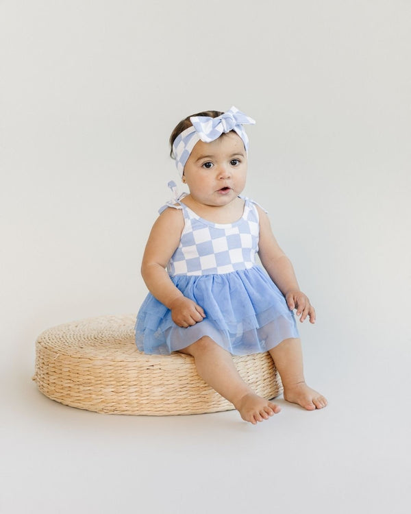 Checkered Headband | Blue