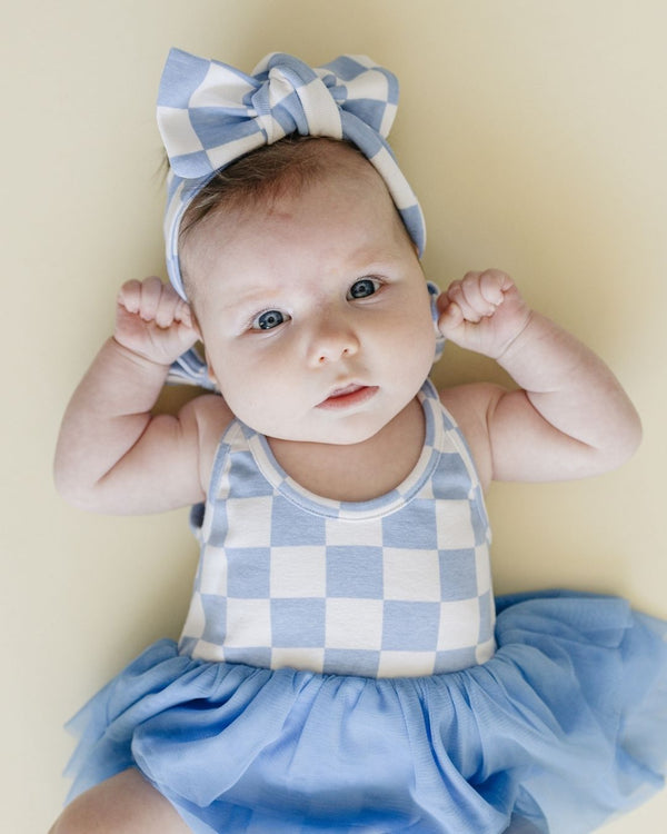 Checkered Headband | Blue